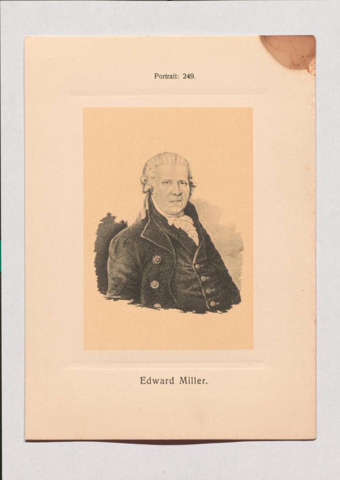 Edward Miller aus Adolph Goldbergs Porträt-Sammlung hervorragender Flöten-Virtuosen, Dilettanten und Komponisten