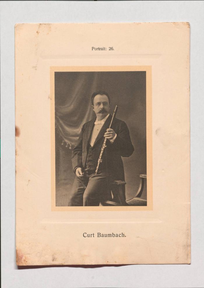 Curt Baumbach aus Adolph Goldbergs Porträt-Sammlung hervorragender Flöten-Virtuosen, Dilettanten und Komponisten