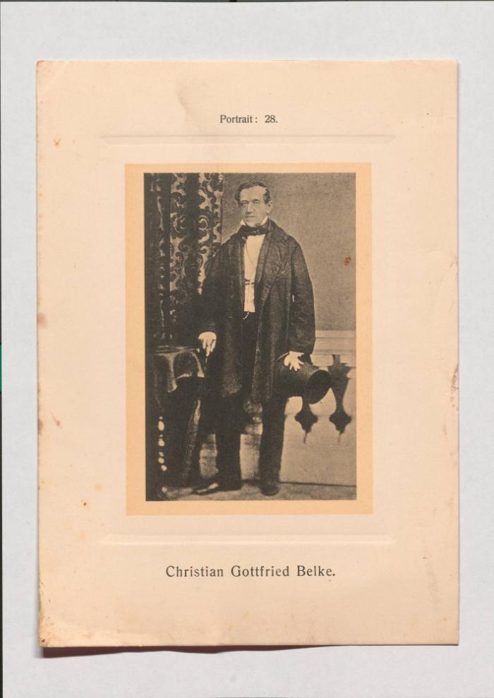 Christian Gottfried Belke aus Adolph Goldbergs Porträt-Sammlung hervorragender Flöten-Virtuosen, Dilettanten und Komponisten