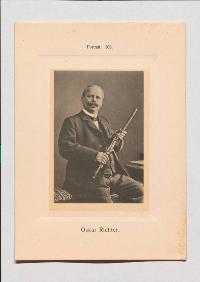 Oskar Richter aus Adolph Goldbergs Porträt-Sammlung hervorragender Flöten-Virtuosen, Dilettanten und Komponisten