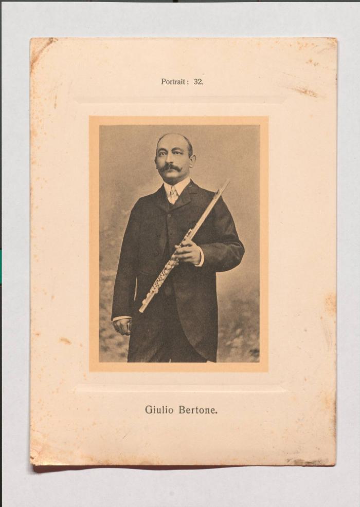 Giulio Bertone aus Adolph Goldbergs Porträt-Sammlung hervorragender Flöten-Virtuosen, Dilettanten und Komponisten