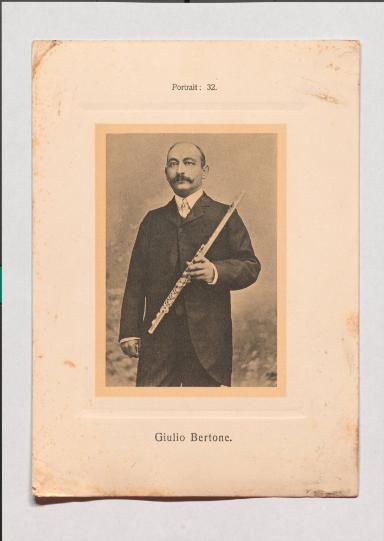 Giulio Bertone aus Adolph Goldbergs Porträt-Sammlung hervorragender Flöten-Virtuosen, Dilettanten und Komponisten