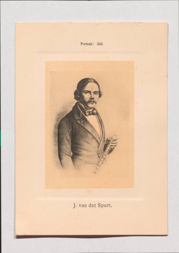 J. van der Spurt aus Adolph Goldbergs Porträt-Sammlung hervorragender Flöten-Virtuosen, Dilettanten und Komponisten