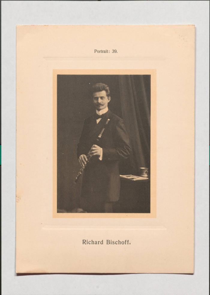 Richard Bischoff aus Adolph Goldbergs Porträt-Sammlung hervorragender Flöten-Virtuosen, Dilettanten und Komponisten