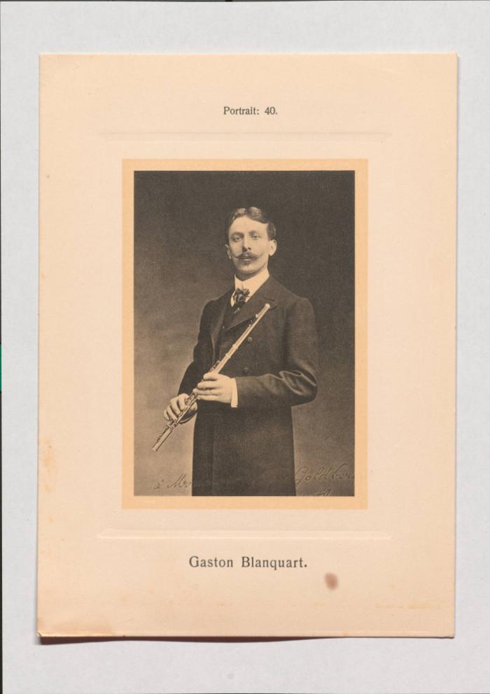Gaston Blanquart aus Adolph Goldbergs Porträt-Sammlung hervorragender Flöten-Virtuosen, Dilettanten und Komponisten