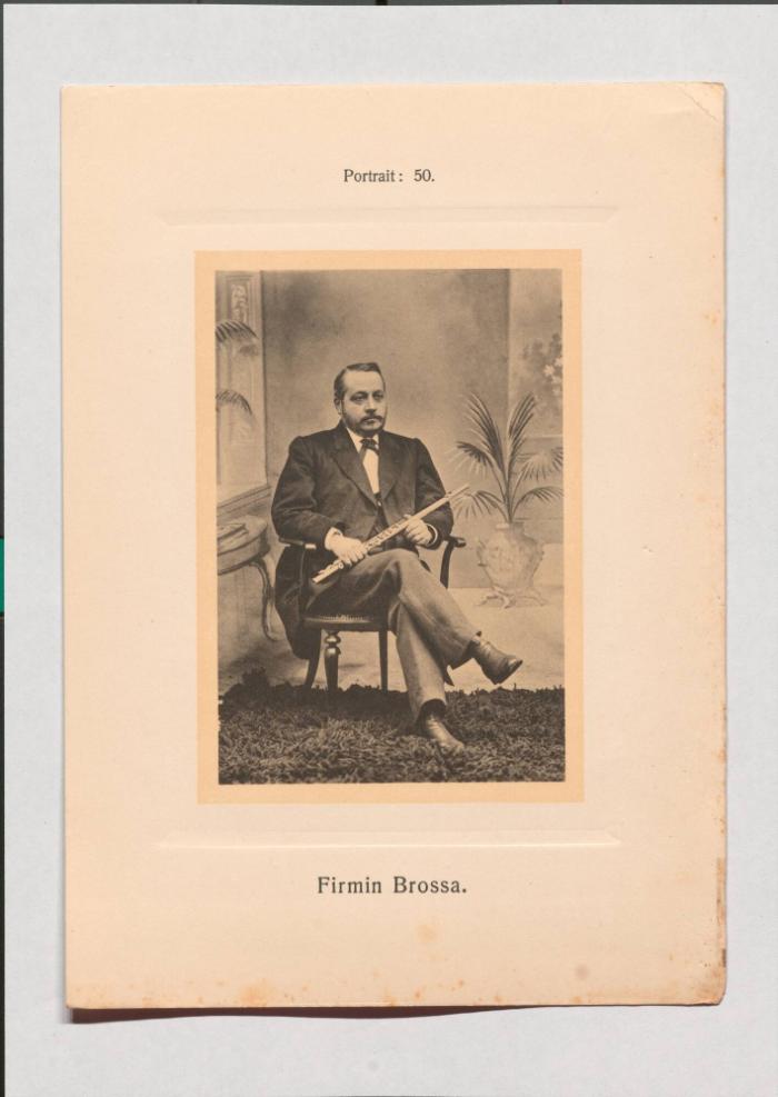 Firmin Brossa aus Adolph Goldbergs Porträt-Sammlung hervorragender Flöten-Virtuosen, Dilettanten und Komponisten