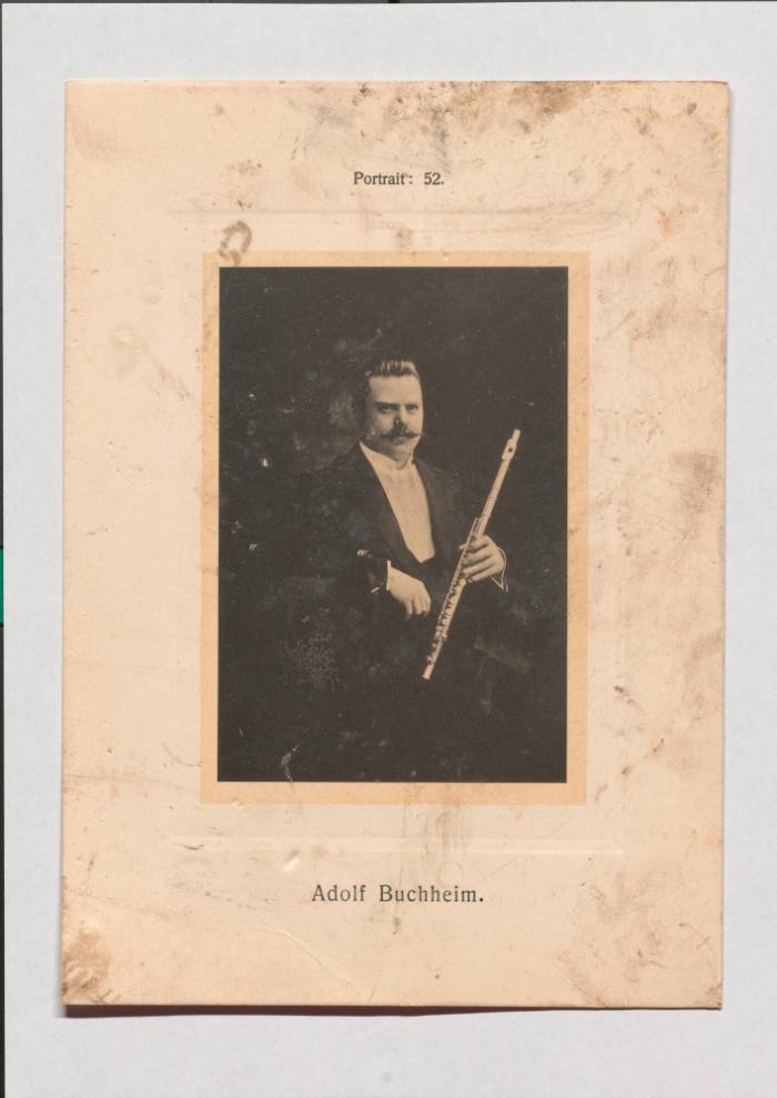 Adolf Buchheim aus Adolph Goldbergs Porträt-Sammlung hervorragender Flöten-Virtuosen, Dilettanten und Komponisten