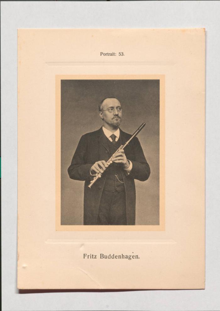 Fritz Buddenhagen aus Adolph Goldbergs Porträt-Sammlung hervorragender Flöten-Virtuosen, Dilettanten und Komponisten