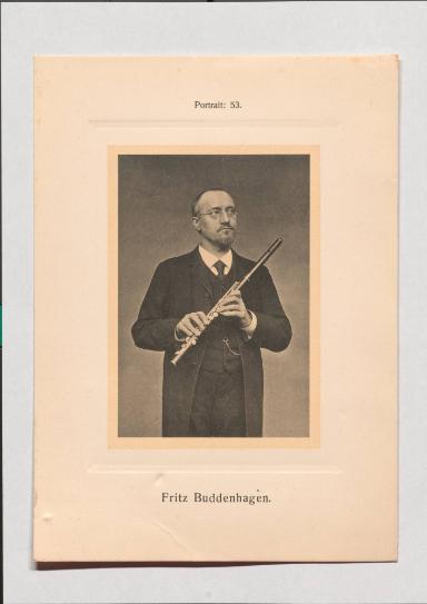 Fritz Buddenhagen aus Adolph Goldbergs Porträt-Sammlung hervorragender Flöten-Virtuosen, Dilettanten und Komponisten