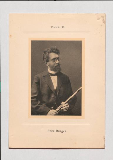 Fritz Bürger aus Adolph Goldbergs Porträt-Sammlung hervorragender Flöten-Virtuosen, Dilettanten und Komponisten