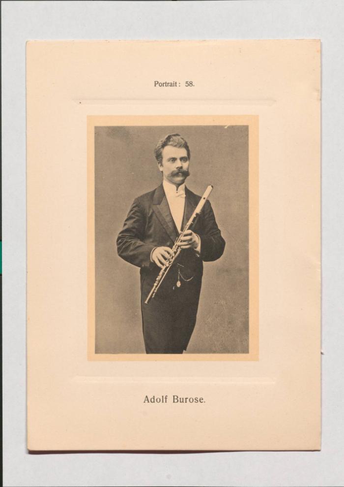 Adolf Burose aus Adolph Goldbergs Porträt-Sammlung hervorragender Flöten-Virtuosen, Dilettanten und Komponisten