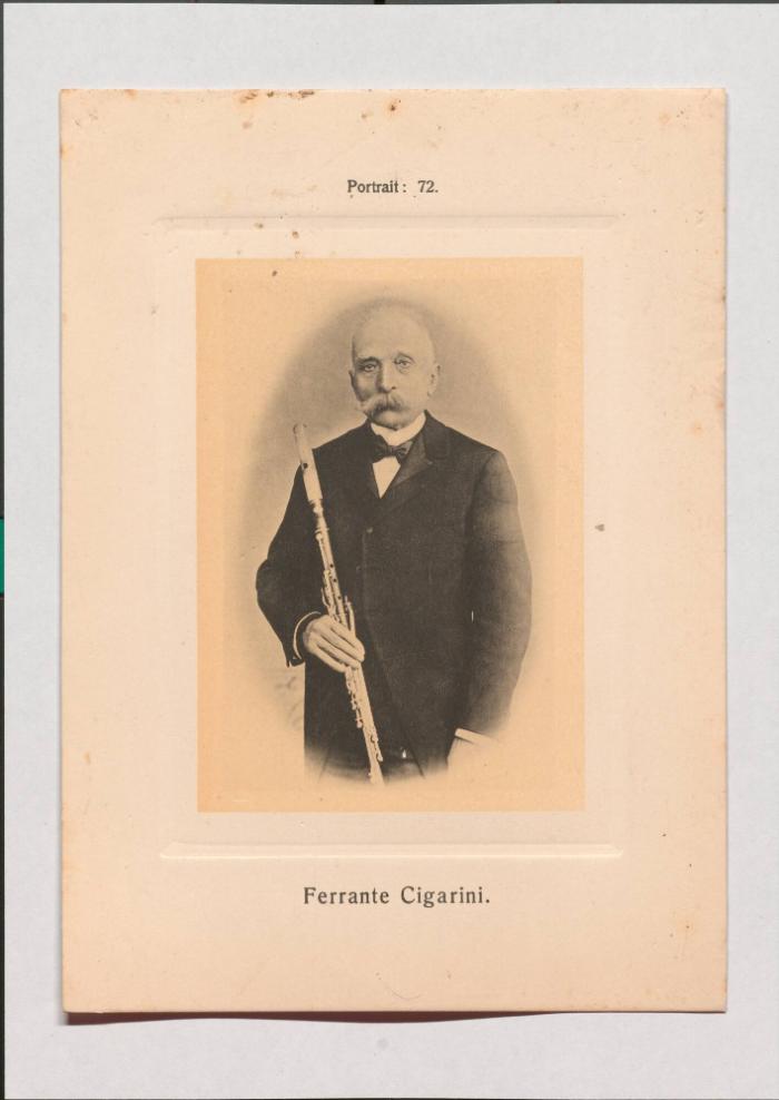 Ferrante Cigarini aus Adolph Goldbergs Porträt-Sammlung hervorragender Flöten-Virtuosen, Dilettanten und Komponisten