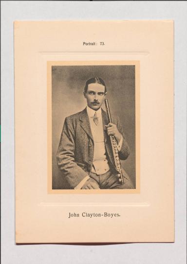 John Clayton-Boyes aus Adolph Goldbergs Porträt-Sammlung hervorragender Flöten-Virtuosen, Dilettanten und Komponisten