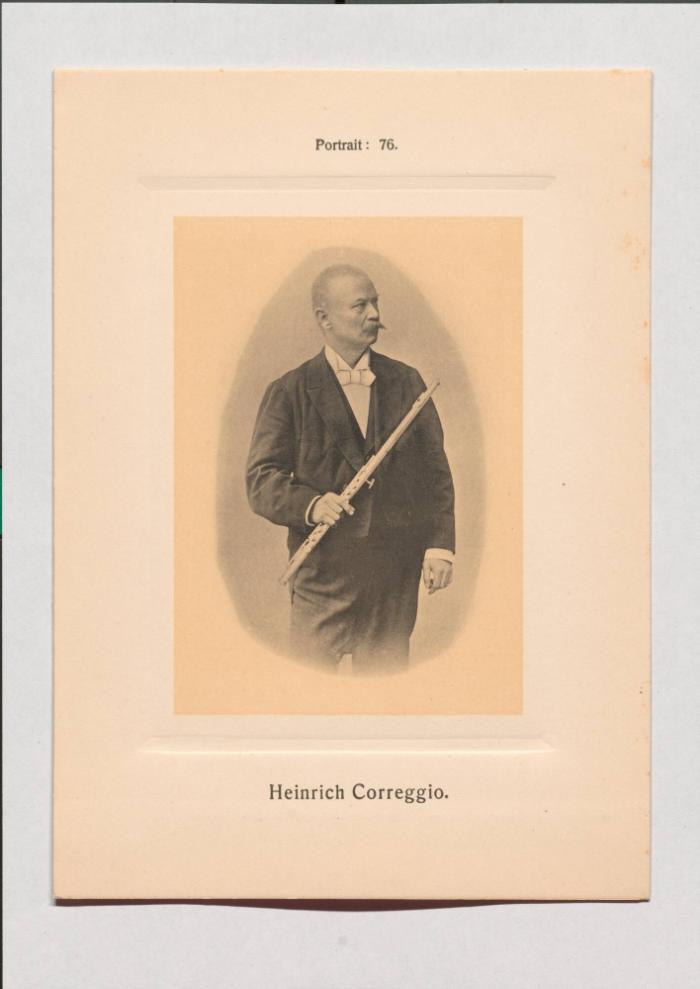 Heinrich Correggio aus Adolph Goldbergs Porträt-Sammlung hervorragender Flöten-Virtuosen, Dilettanten und Komponisten