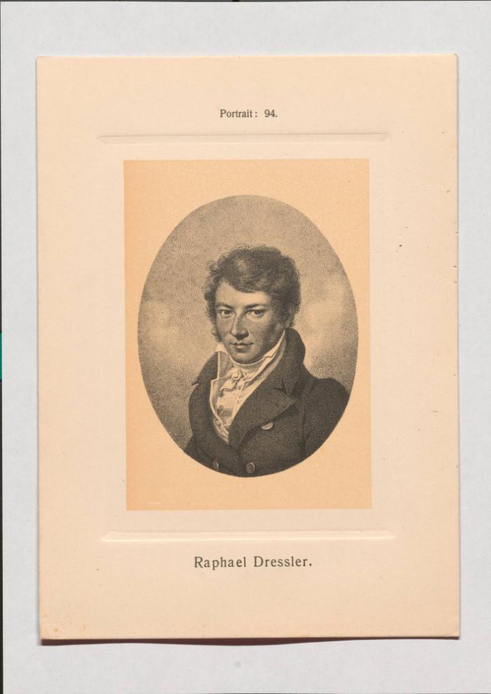 Raphael Dressler aus Adolph Goldbergs Porträt-Sammlung hervorragender Flöten-Virtuosen, Dilettanten und Komponisten