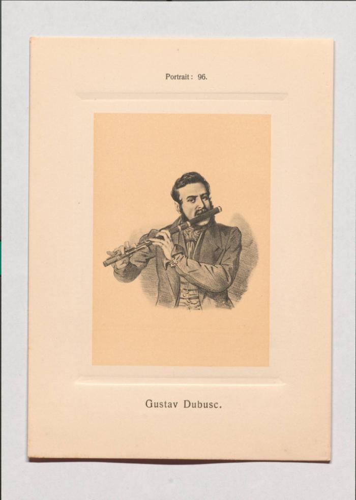 Gustav Dubusc aus Adolph Goldbergs Porträt-Sammlung hervorragender Flöten-Virtuosen, Dilettanten und Komponisten