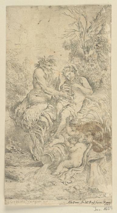 Marsyas lehrt Olympus die Flöte