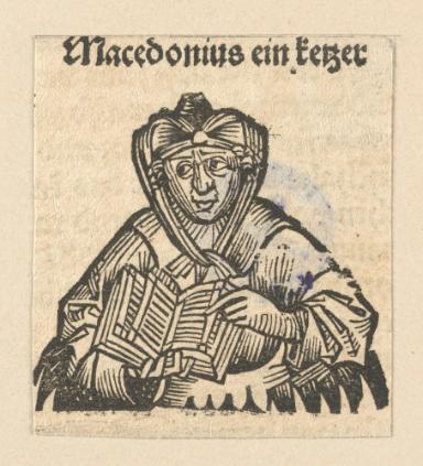 Schedelsche Weltchronik - Herrscherdarstellungen: Macedonius ein ketzer (132v)