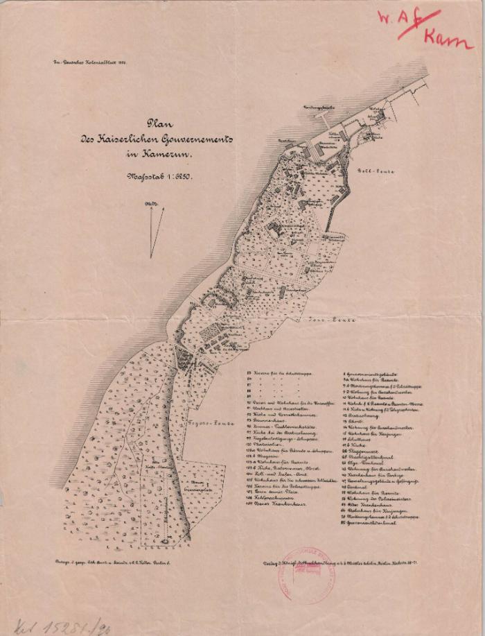 Deutsches Kolonialblatt 1896: Plan des kaiserlichen Guvernements in Kamerun