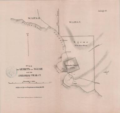 Plan des Gebiets von Ngeme und der Ambasbai Trad. Co.