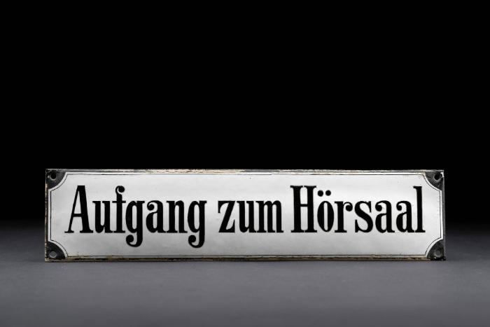 Hinweisschild "Aufgang zum Hörsaal"