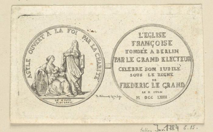 Medaille auf das Jubiläum der franz. Kirche in Berlin