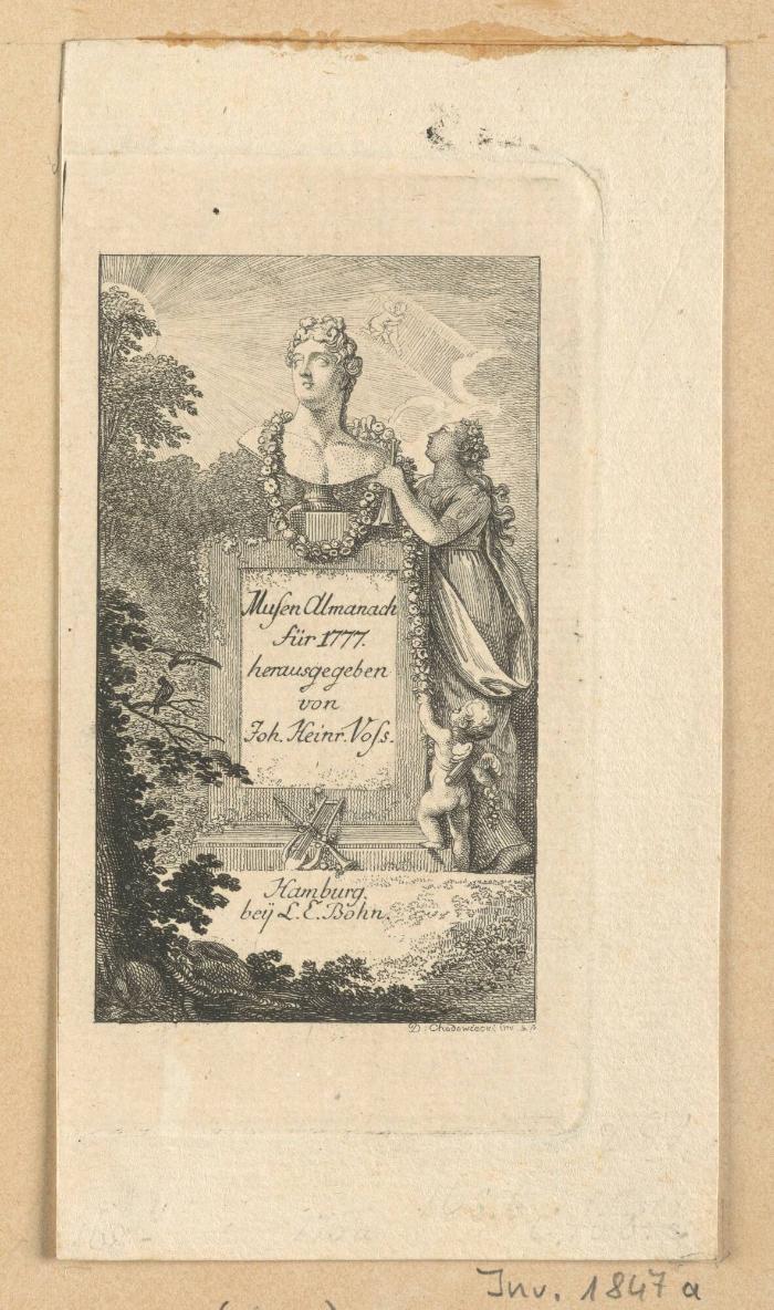 Titel und Portrait zu Voss' Musenalmanach für 1777