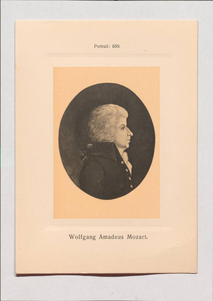Wolfgang Amadeus Mozart aus Adolph Goldbergs Porträt-Sammlung hervorragender Flöten-Virtuosen, Dilettanten und Komponisten