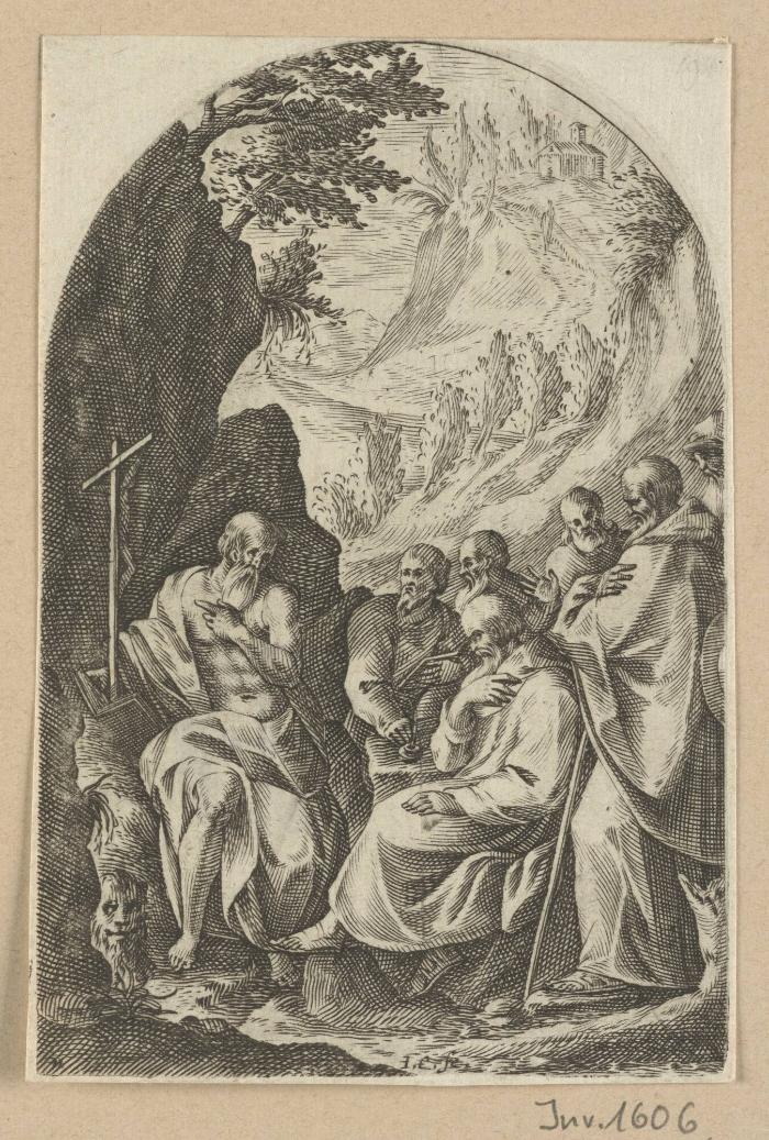 Hieronymus mit seinen Schülern in der Wüste
