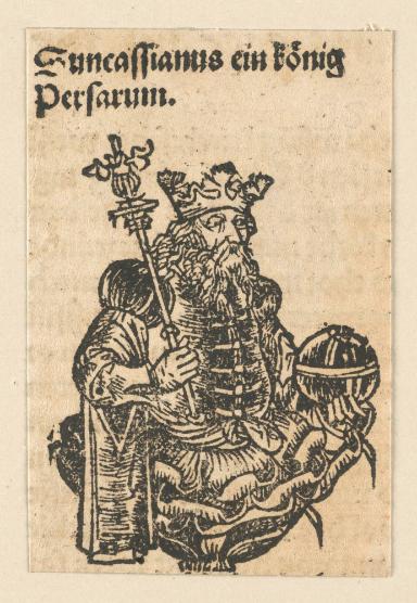 Schedelsche Weltchronik - Herrscherdarstellungen: Suncassianus ein koenig zu Persarum (249r)