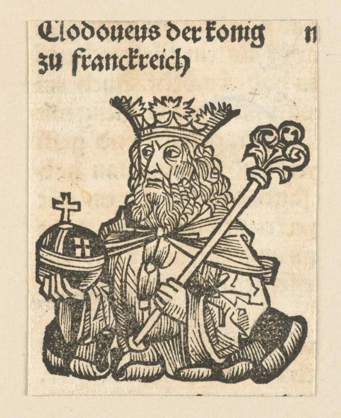 Schedelsche Weltchronik - Herrscherdarstellungen: Clodoueus der konig zu frankreich (124v)