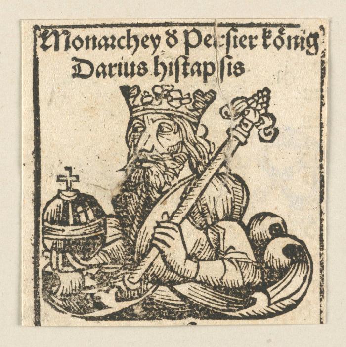 Schedelsche Weltchronik - Herrscherdarstellungen: Monarchey & Perser konig, Darius histapsis (070v)