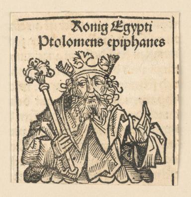 Schedelsche Weltchronik - Herrscherdarstellungen: Konig Egypti Ptolomens epiphanes (080v)