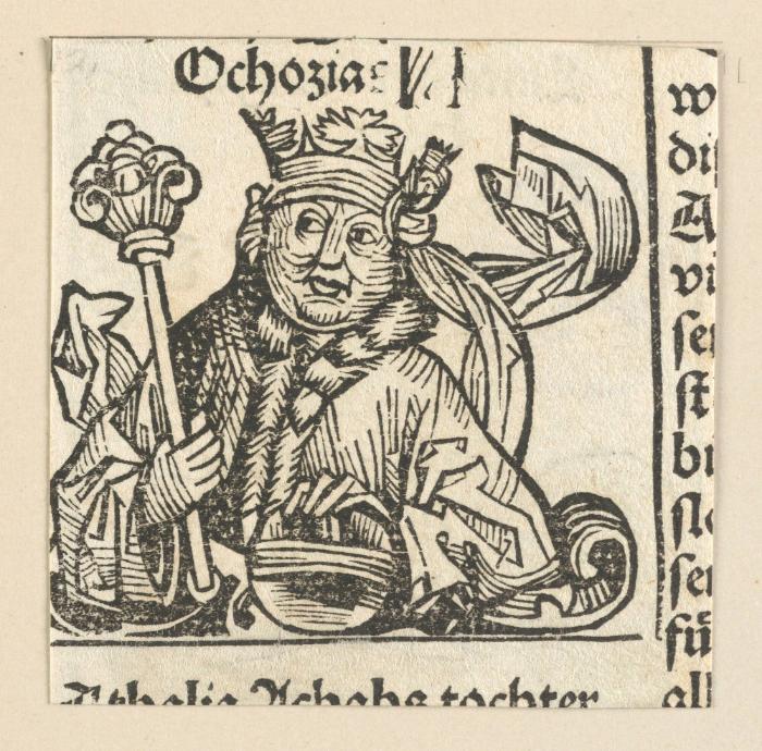 Schedelsche Weltchronik - Herrscherdarstellungen: Ochozia (052r)