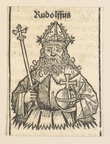 Schedelsche Weltchronik - Herrscherdarstellungen: Linea der kaiser, Rudolffus (216r)