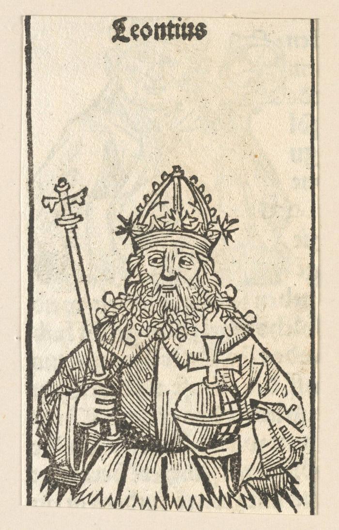 Schedelsche Weltchronik - Herrscherdarstellungen: Linea der kaiser, Leontius (158r)