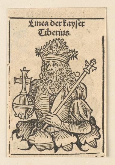 Schedelsche Weltchronik - Herrscherdarstellungen: Linea der kayser, Tiberius (096r)