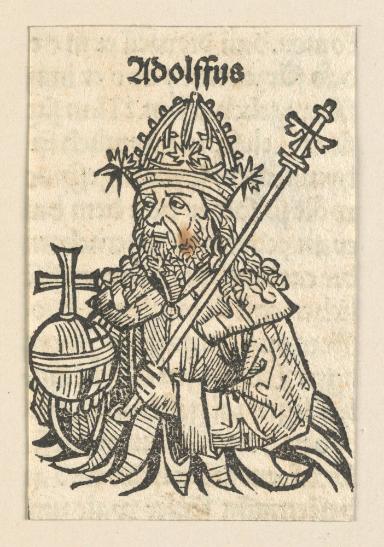Schedelsche Weltchronik - Herrscherdarstellungen: Linea der kayser, Adolfus (219r)