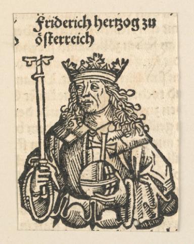 Schedelsche Weltchronik - Herrscherdarstellungen: friderich herzog zu österreich (225r)