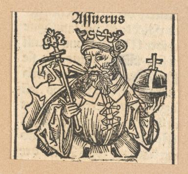 Schedelsche Weltchronik - Herrscherdarstellungen: Assuerus (072v)