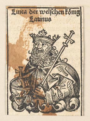 Schedelsche Weltchronik - Herrscherdarstellungen: Linea der welschen koenig: Latinus (43r)