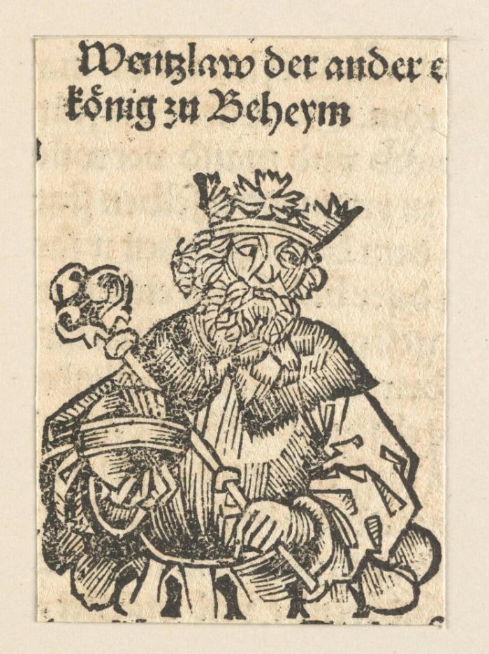 Schedelsche Weltchronik - Herrscherdarstellungen: Wenzlaw der andere koenig zu Beheym (218r)