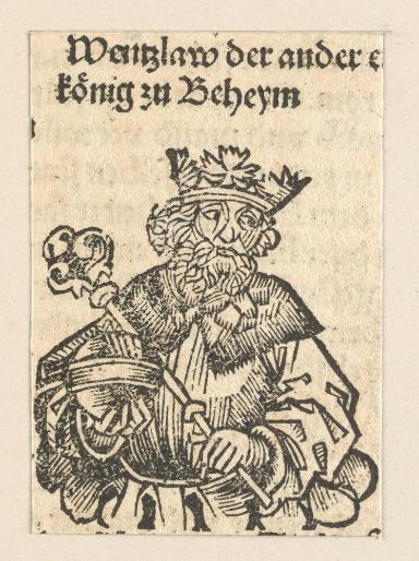 Schedelsche Weltchronik - Herrscherdarstellungen: Wenzlaw der andere koenig zu Beheym (218r)