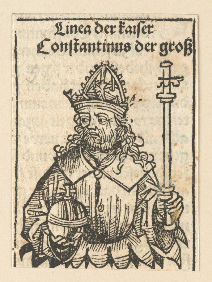 Schedelsche Weltchronik - Herrscherdarstellungen: Linea der kaiser: Constantinus der groß (129r)