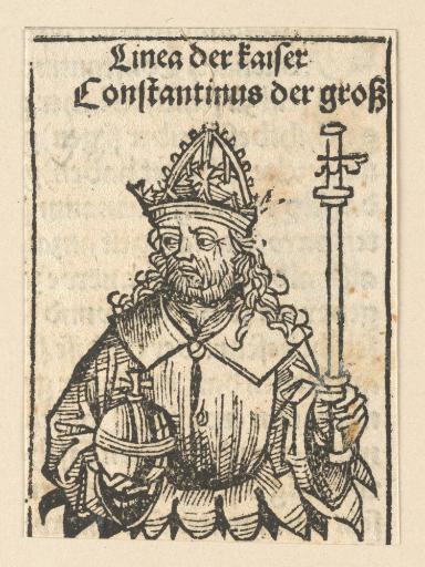 Schedelsche Weltchronik - Herrscherdarstellungen: Linea der kaiser: Constantinus der groß (129r)