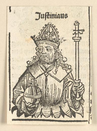 Schedelsche Weltchronik - Herrscherdarstellungen: Justinianus (158r)