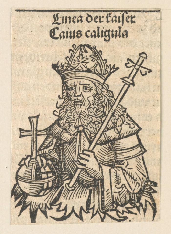 Schedelsche Weltchronik - Herrscherdarstellungen: Linea der kaiser, Caius Caligula (103r)