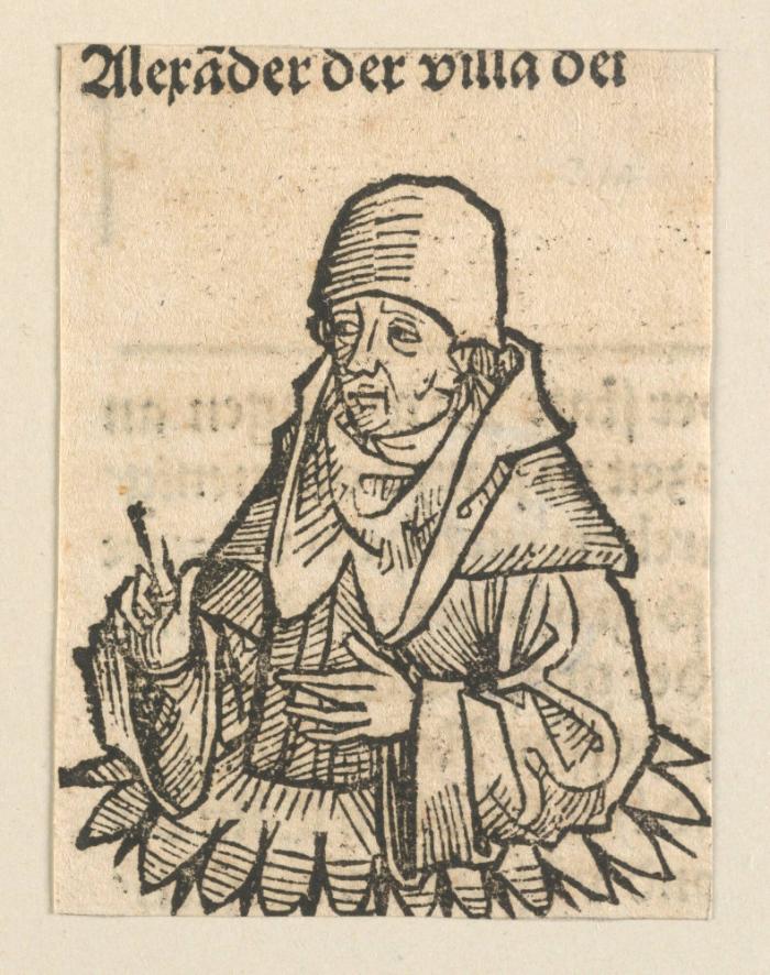 Schedelsche Weltchronik - Gelehrte: Alexader der villa dei (214v)