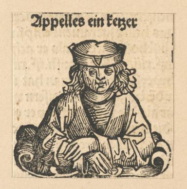 Schedelsche Weltchronik - Gelehrte: Appelles ein kezer (114r)