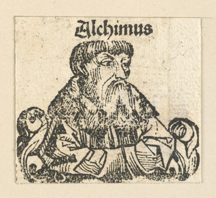 Schedelsche Weltchronik - Gelehrte: Alchimus (77r)